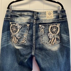 Miss Me Bootcut Denim Jeans Mid Rise Embroidered Dreamcatcher Pockets